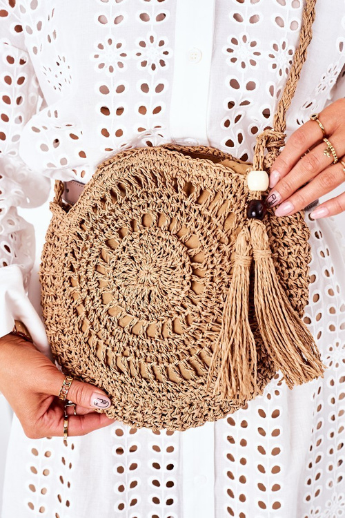 Braided Round Bag BRUNO ROSSI Camel