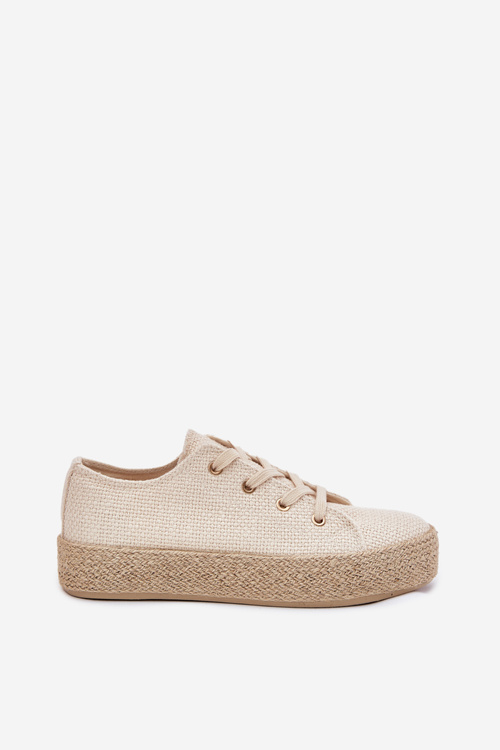 Women's Platform Sneakers With Braiding Beige Princa