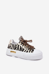 Women's Sneakers On Massive Platform With Decorative Lacing Zebra Black-Beige Zidora