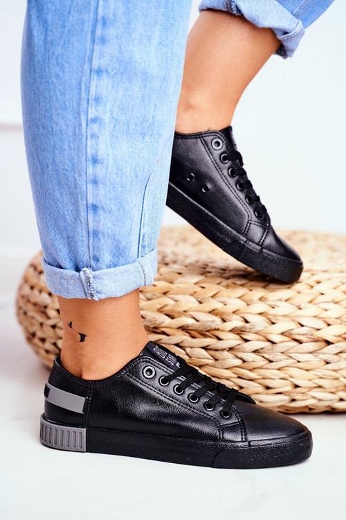 Women's Leather Tennis Shoes BIG STAR FF274177 Black Grey