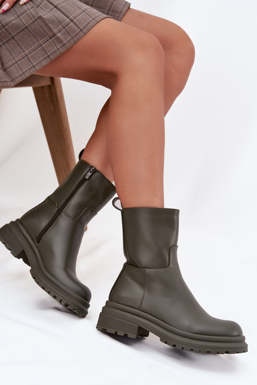 Women's Platform and Flat Heel Boots Green Levira