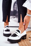 Damskie Półbuty Loafers Skórzane Białe Visconi 3136042