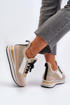 Women's Wedge Sneakers with Platform and Brocade Golden Rafani