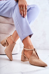 Suede Pumps On A Heel Laura Messi 2309 Light Beige