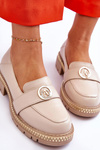 Elegant Leather Loafers Light Beige Laverne