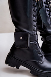 Insulated combat boots up to mid-calf with pouch black Temisza