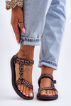 Women's Satin Sport Sandals Black and beige Victory