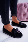 Black Suede Fringed Moccasins Ermire