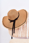 Women's Hat With Black Stripe Beige Mady