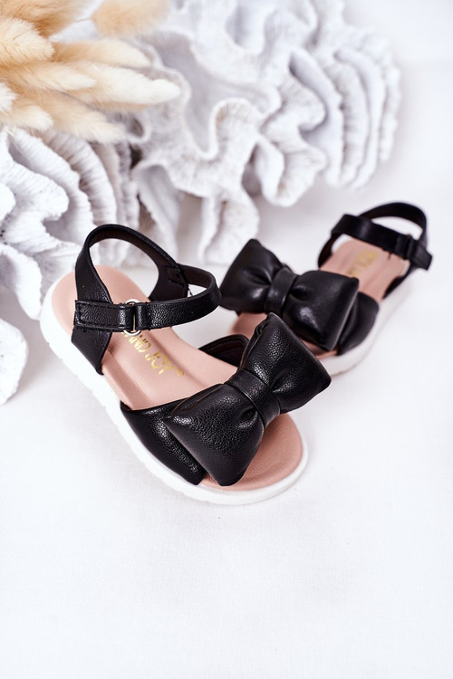 Children's Sandals With Bow Black Abbie