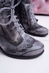 Botki Damskie Skórzane Maciejka Szare 03190