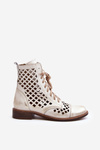 Perforated Leather Boots Zazoo 2695 Gold Distressed