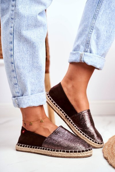 Espadryle Pleciona Podeszwa Metaliczne Big Star Brązowe DD274A146