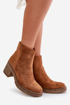 Heeled Boots Eco Suede Insulated With Zip Camel Lerallea