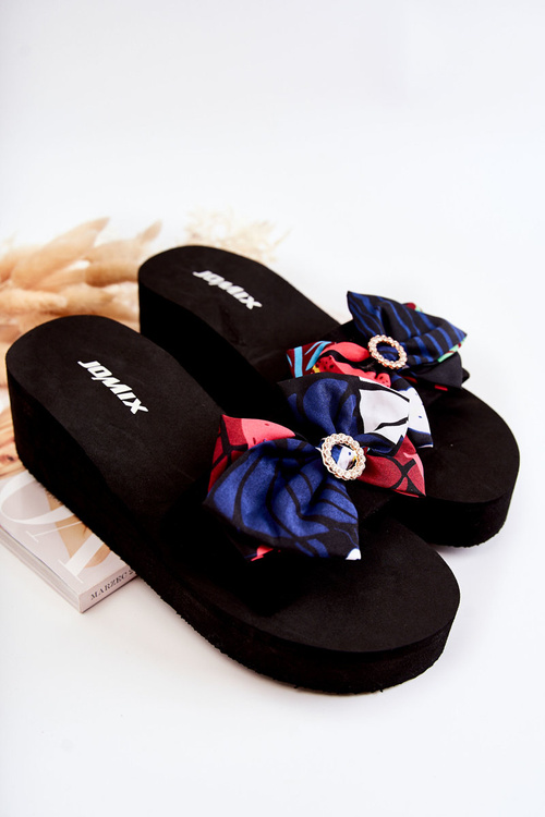 Klapki Damskie Piankowe Koturn Czarne Silana