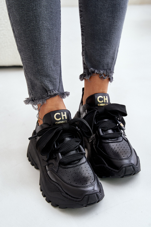 Women's Leather Sneakers CheBello 4583 Black