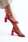 Metallic Sandals With Stiletto Heel Fuchsia Glindra