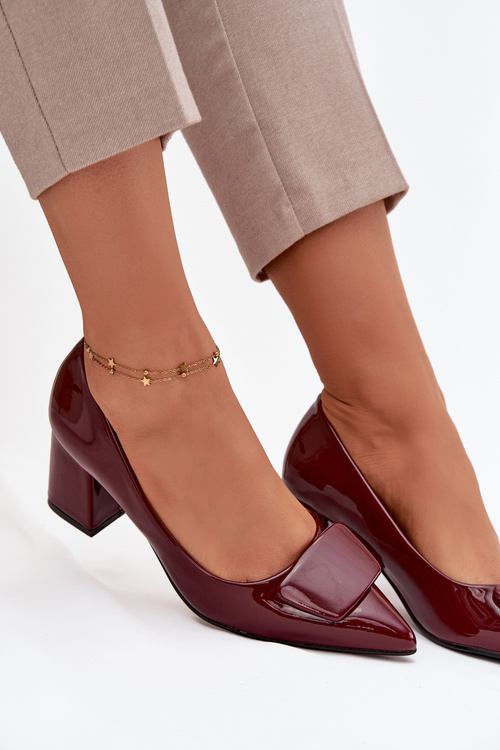 Patent Leather Heels with Decoration Bordeaux Isoline