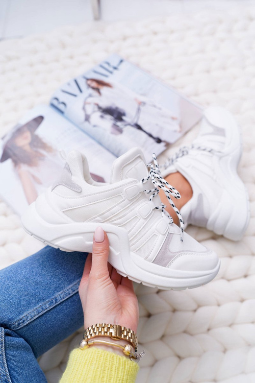 Sporty Women's Thick Sole Shoes White Fina