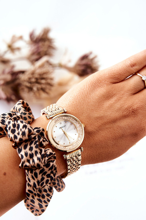 Women's Watch On Bracelet With Cubic Zirconia ERNEST Gold
