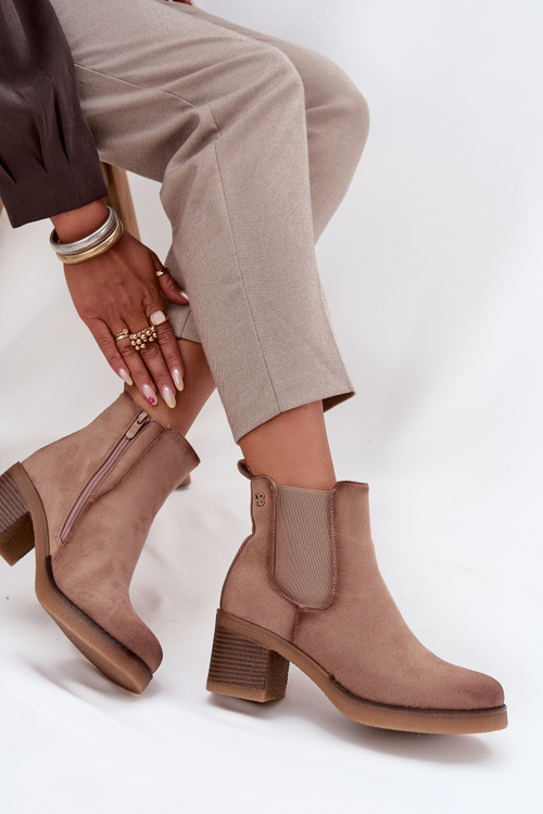 Women's ankle boots with heel lined beige Zelia