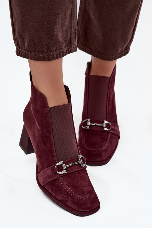 Women's Boots Made of Natural Suede on Heel Artiker 57C0222 Bordeaux