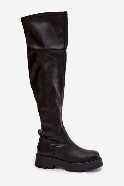 Knee-high Boots With Rhinestones Black Rivessa