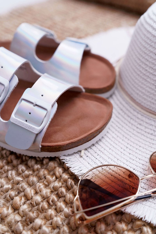 Women's Silver Flip Flops Big Star DD274134