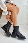 Leather Ankle Boots With Decorative Chain Insulated D&A JC42-86 Black