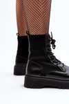 Women's Lace-up Ankle Boots with Sock Black Dedinva