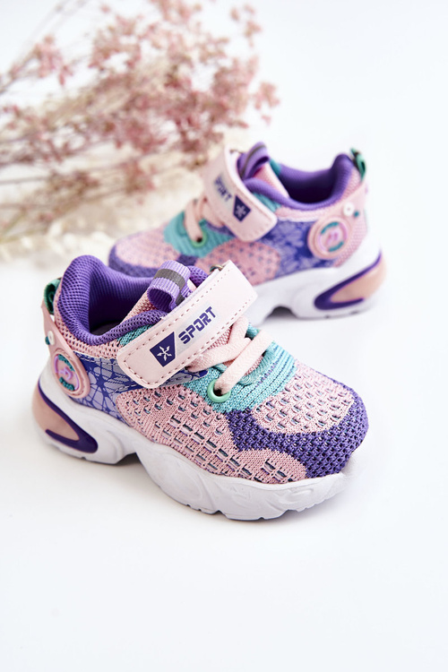 Buty Sportowe Dziecięce Materiałowe Rzepy Różowo-Fioletowe Lillo