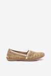 Elegant Leather Espadrilles With Weaving Beige-Golden Zazoo 10178