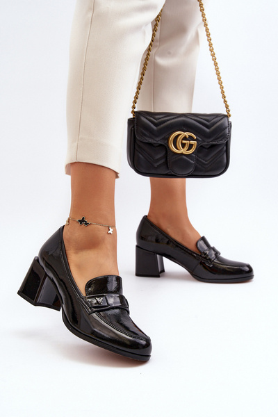Black Patent Leather High Heel Court Shoes Felicijana