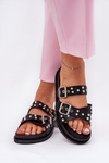 Women's Sandals With Buckles On Cork Sole Black Sercele