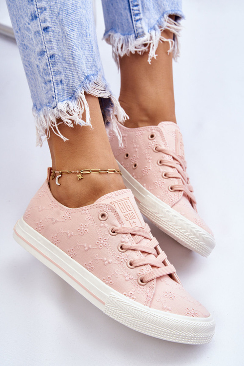 Women's Big Star Embroidered Sneakers LL274224 Pink