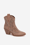 Botki Kowbojki Ze Zdobieniem Ocieplane Beżowe Lelira