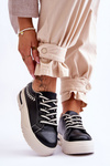 Comfortable Women's Sport Shoes On The Platform Black And Beige Devan
