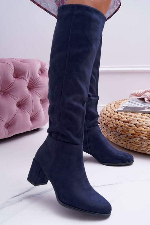 Women's Suede Boots Navy Blue Sergio Leone KZ273