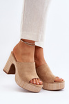 Women's Mules with High Heel Platform Brown Siobhan