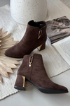 Women's heeled ankle boots with gold details brown Kalivra