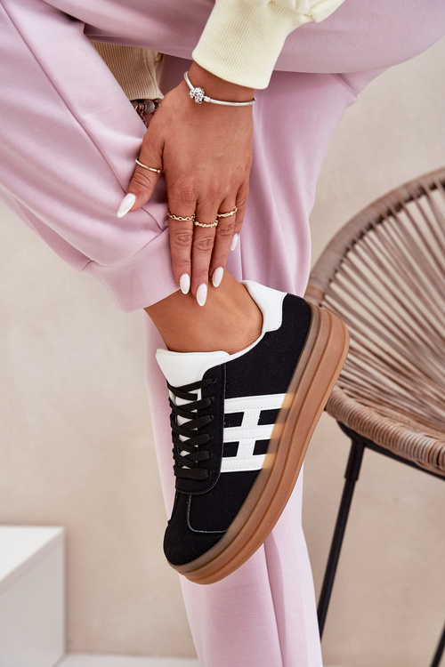 Stylowe Damskie Sneakersy Na Platformie Czarne Syliyana