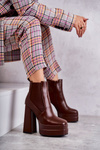 Women's Leather Boots On A Massive Heel Brown Jones