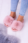 Lu Boo Women's Fur Flip Flops Pink Fur XXL