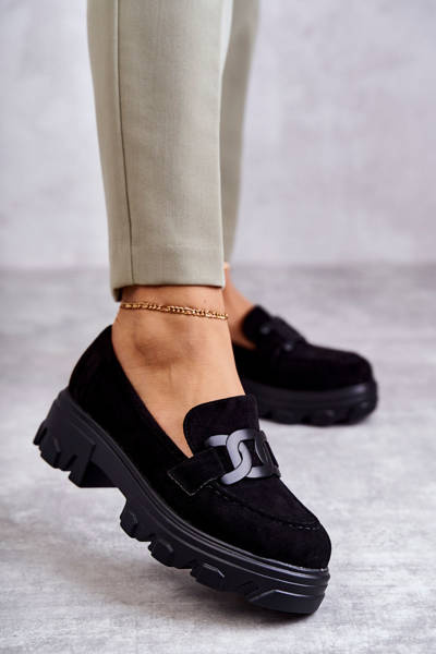 Women's Suede Shoes On The Platform Black Janne