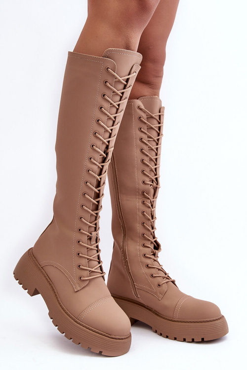 Lace-Up Insulated Ankle Boots Dark Beige Bergdis