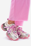 Ladies Leather Sneakers On Chunky Sole Pink GOE RR2N4030