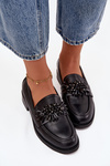 Damskie Półbuty Mokasyny Z Ozdobą Czarne Murelle