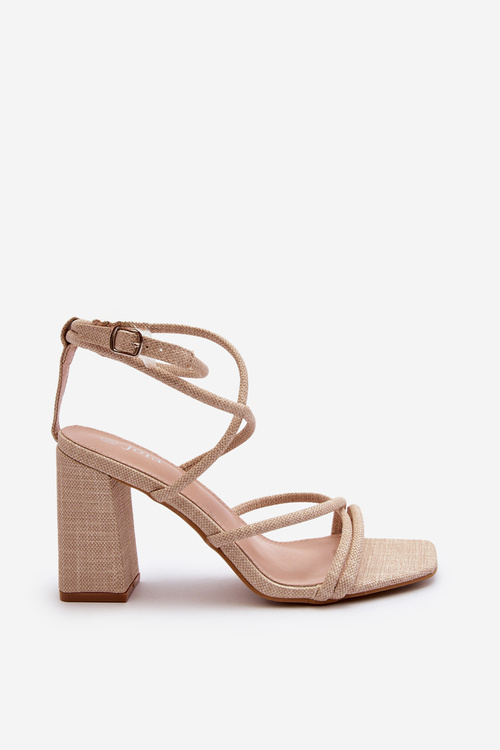 Beige Strappy Wedge Sandals Herfiana