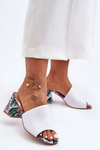 Women's Leather Mules on Heel Lewski Shoes 3209/K White