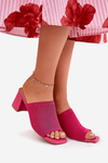 Women's Heeled Sandals Block Type Fuchsia Wenilan